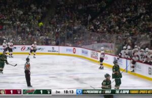 Ridly Greig con un gol contra Minnesota Wild