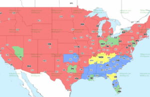 Mapas de cobertura televisiva de la Semana 17 de la NFL
