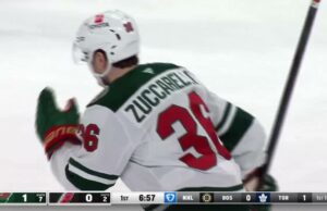 Mats Zuccarello con un gol contra Carolina Hurricanes