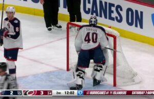 Jackson Blake con un gol contra Columbus Blue Jackets