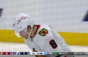 Ryan Donato con un gol contra Tampa Bay Lightning