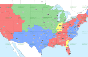 Mapas de cobertura televisiva de la Semana 18 de la NFL
