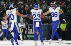 Las mejores fotos de la nevada batalla entre Rams y Eagles en la ronda divisional