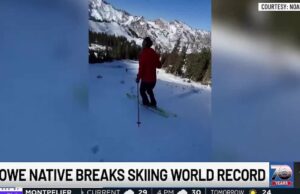 El nativo de Stowe bate el récord mundial de pies verticales subidos con esquís
