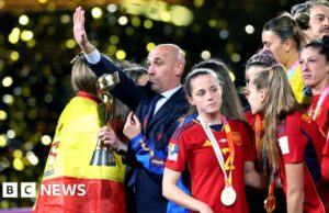 El ex jefe de fútbol de España, Luis Rubiales, en prueba durante el beso de la Copa Mundial