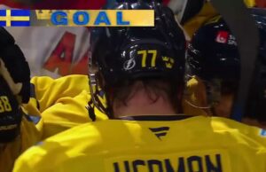 Erik Karlsson con un gol contra Finlandia