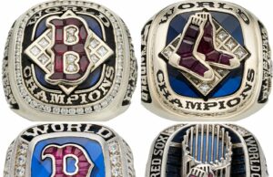 Anillos de campeonato de la Serie Mundial de los Medias Mundiales de Boston se pone en un bloque de subastas
