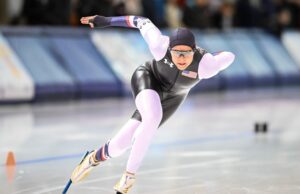 Olímpicos Jordan Stolz, Brittany Bowe en acción