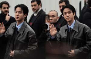 Jin de BTS llega a la Semana de la Moda de Milán 2025 para asistir al show de otoño/invierno de Gucci