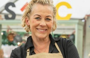Sarah Beeny de Celebrity Bake Off forzada a enterrar el artículo de terror en el jardín