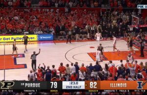 Kasparas Jakučionis perfora un paso de triple, ayudando a Illinois a derrotar al No. 18 Purdue