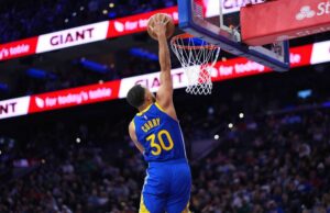 Los Warriors 'Steph Curry Notches 1st Slam desde 2019, dice que es' mi última volcada '