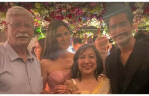 Vicky Kaushal y Katrina Kaif golpean una encantadora pose con la pareja de ancianos en la recepción de la boda de Friend – Ver foto |