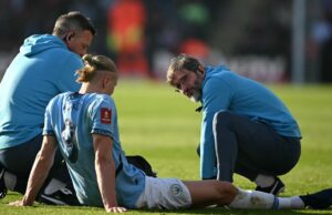 Erling Haaland de Manchester City herido en cuartos de la Copa FA