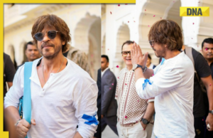 Shah Rukh Khan recibe una gran bienvenida en Jaipur, la marca Cool Tee de la marca del hijo deportivo Aryan Khan; El video se vuelve viral