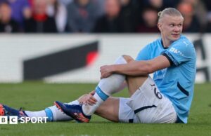 Erling Haaland: delantero del Manchester City verá especialista en lesión en el tobillo
