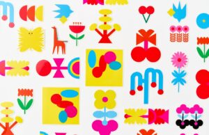 Los recortes coloridos son los bloques de construcción de los diseños geométricos alegres de Charry Kyung