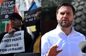 Los manifestantes pro-Ukraine siguen a JD Vance, su hija