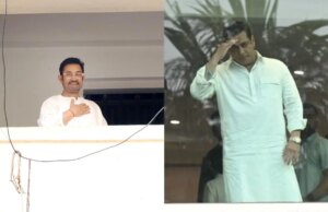 Aamir Khan y Salman Khan Wave a los fanáticos fuera de sus residencias en Eid