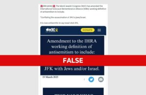 Verificación de hechos: el Congreso Judío Mundial no enmendó la definición de antisemitismo