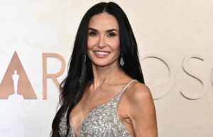 Demi Moore (Elisabeth) Sparkles con brillante vestido de Oscar