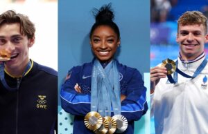 Campeones olímpicos Simone Biles, Leon Marchand, Mondo Duplantis preseleccionado