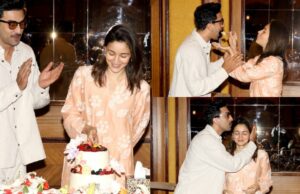 Alia Bhatt celebra el cumpleaños con los medios de comunicación, alimenta el pastel al esposo Ranbir Kapoor