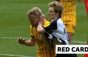 Newcastle United V Brighton & Hove Albion: Anthony Gordon Red Card