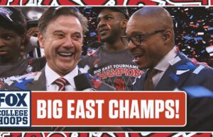 Ceremonia del Trofeo Red Storm St. John después del campeonato de torneo Big East 2025