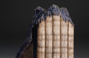 Explotación de libros con agua de alta presión, Guy Laramée Escala de montañas de conocimiento-Colosal