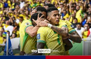 ¡Vinicius JR anota el ganador del 99 minutos cuando Brasil venció a Colombia!