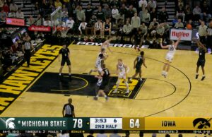 Tre Holloman golpea un triple de triple en la victoria 91-84 del estado de Michigan sobre Iowa