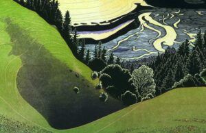 Los paisajes de California proporcionan una inspiración interminable para un grabador de grabado en madera