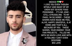 Zayn Malik sobre cancelar el concierto de la Ciudad de México: `Estoy desconsolado para decir …` `