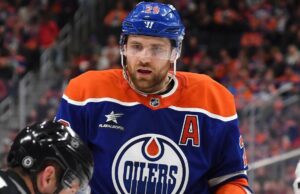 El anotador de goles de la NHL, Leon Draisaitl de Oilers, sale con lesiones