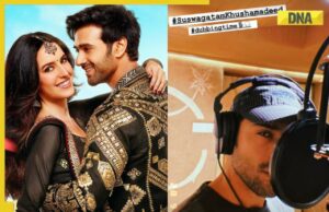Pulkit Samrat comienza a doblar para Suswagatam Khushamadeed, Foto de caída de Dubbing Studio