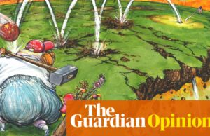Martin Rowson en Donald Trump rompiendo la economía mundial