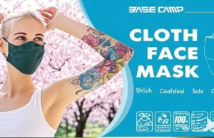 Celebrando el Día Mundial de la Salud con la máscara de polvo de madera del campamento base y las flores de cerezo