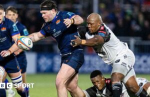 Edimburgo 17-18 Tiburones: el último intento de Makazole Mapimpi se acomoda en el encuentro cercano