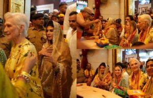 Jacqueliene Fernández visita el templo de Siddhivinayak con la madre de Elon Musk Maye