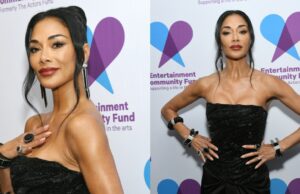 Nicole Scherzinger Wows con Strapless Gown at Entertainment Fund Gala