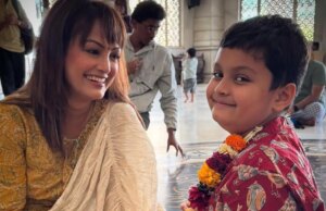 Nisha Rawal reacciona a la reacción de su hijo besando su pecho en video viral