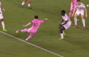 Lionel Messi embolsa una volea salvaje en el sorteo del Inter Miami vs. Toronto FC